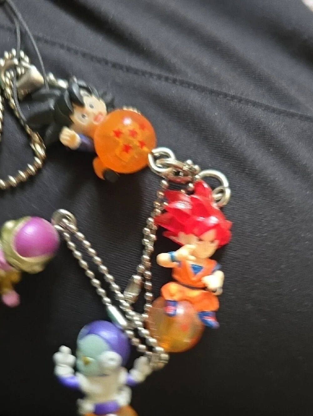 Kids Orange Dragon Ball Character Keychain Set